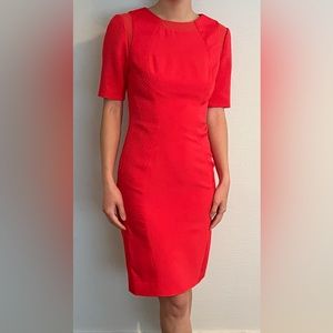 Ted Baker London red jacquard shift dress knee length with sleeves